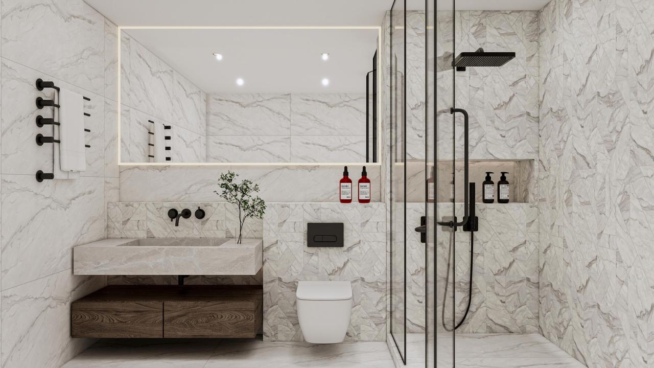 Kamar mandi unfinished dengan nuansa putih