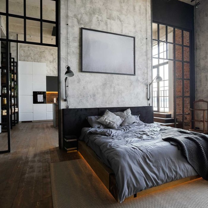 Industrial bedroom design style windows ideas factory eclectic bedding Industrial bedroom design style windows ideas factory eclectic bedding